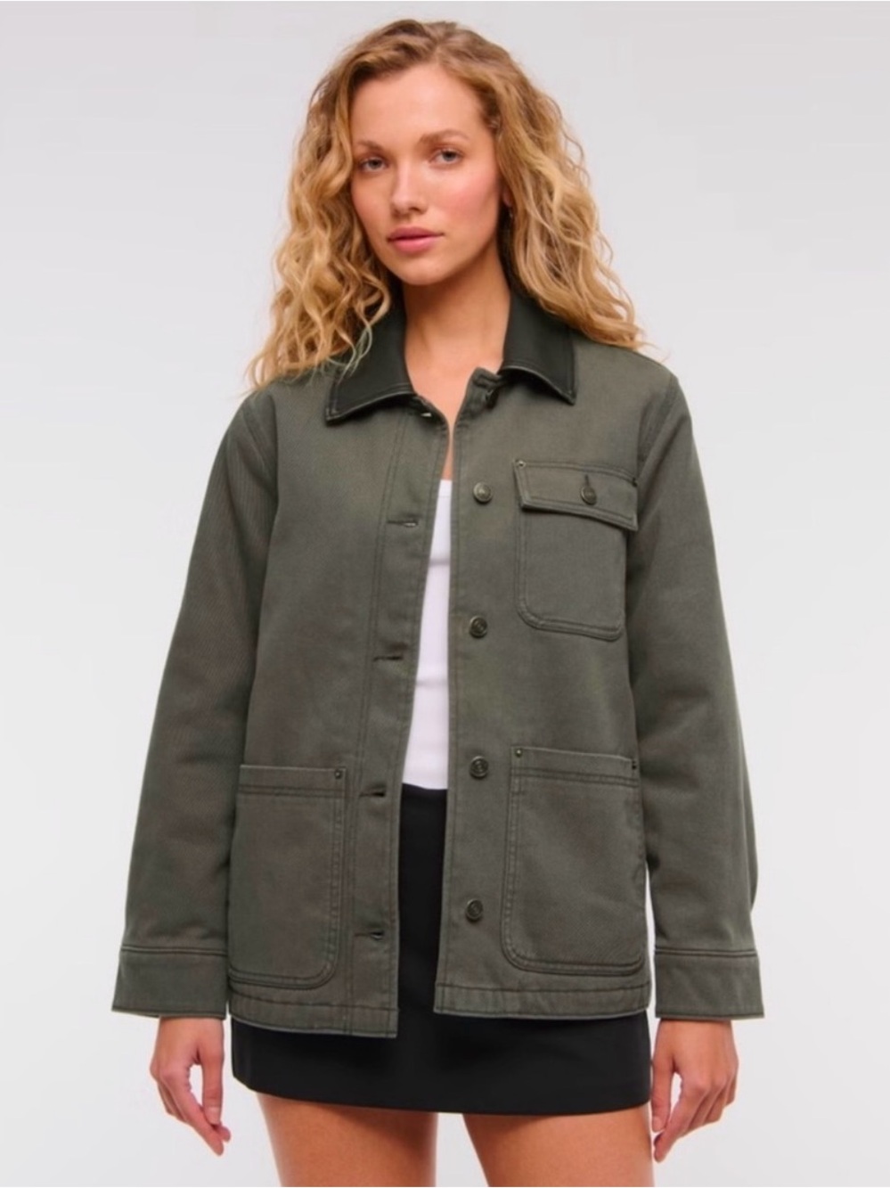 Abercrombie & Fitch Women’s Gray/Green Chore Coat